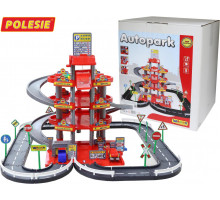 Детская игрушка паркинг  4-уровневый с дорогой и автомобилями (красный) (в коробке) арт. 44723. Полесье