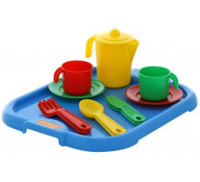 Игровой набор детской посуды  Анюта  с подносом на 2 персоны арт. 3865. Полесье