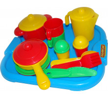 Детский набор посуды  Настенька  с подносом на 2 персоны арт. 3940. Полесье
