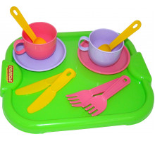 Детский набор посуды  Минутка  с подносом на 2 персоны арт. 9516. Полесье