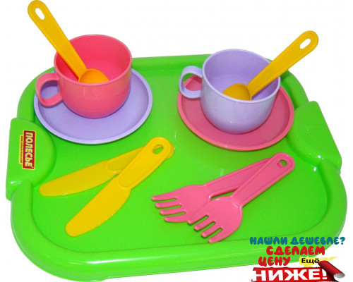 Детский набор посуды  Минутка  с подносом на 2 персоны арт. 9516. Полесье в Минске