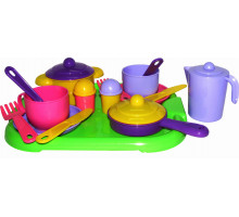 Игровой набор посуды  Хозяюшка  с подносом на 2 персоны арт. 4053. Полесье