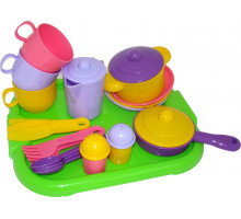 Набор детской посуды  Хозяюшка  с подносом на 3 персоны арт. 4046. Полесье
