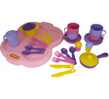 Набор детской посуды  Янина  с подносом на 4 персоны арт. 4060. Полесье