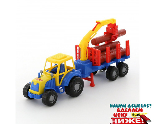 Детская игрушка Мастер трактор с полуприцепом-лесовозом цвет голубой арт. 35295. Полесье в Минске