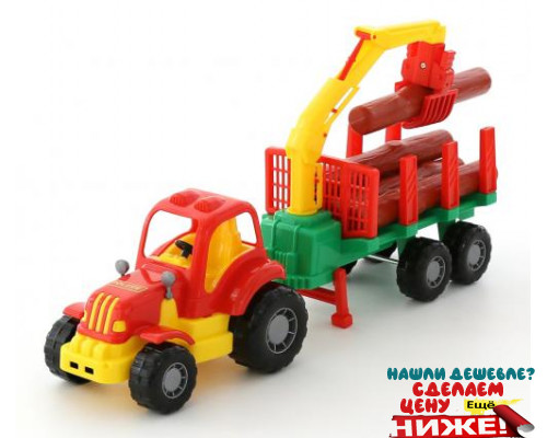 Игрушка детская Полесье трактор с полуприцепом-лесовозом Крепыш арт. 44815 в Минске