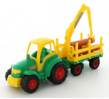 Детский трактор + прицеп-лесовоз Чемпион (в сеточке) арт. 8229. Полесье