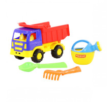 Детская игрушка автомобиль-самосвал + совок, грабельки и лейка малая №190 арт. 9011. Полесье
