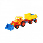 Детская игрушка  трактор-погрузчик с прицепом (в сеточке) Базик арт. 9623. Полесье
