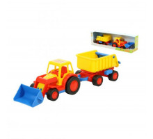 Детская игрушка  трактор-погрузчик с прицепом (в коробке) Базик арт. 37657. Полесье
