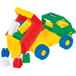 Детская игрушка  машинка Кузя + конструктор СТРОИТЕЛЬ (12 элементов) арт. 1283. Полесье