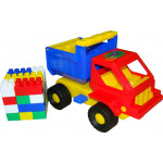 Детская игрушка  машинка Кузя + конструктор СТРОИТЕЛЬ (18 элементов) №16 арт. 1290. Полесье