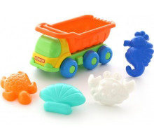 Детская игрушка автомобиль-самосвал + формочки (краб, черепаха, морской конёк, ракушка) арт. 57853. Полесье