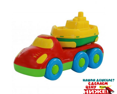Детская игрушка автомобиль для перевозки кораблика + кораблик Буксир Дружок арт. 48370. Полесье в Минске