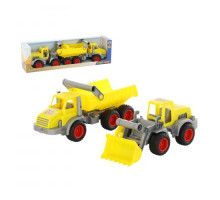 Детская игрушка  трёхосный автомобиль-самосвал + трактор-погрузчик (в коробке) КонсТрак арт. 38159. Полесье
