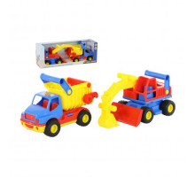 Детская игрушка автомобиль-самосвал +  экскаватор колёсный (в коробке) КонсТрак арт. 40855. Полесье