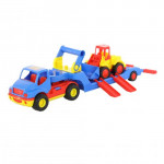 Детская игрушка автомобиль-трейлер +  погрузчик (в сеточке) КонсТрак арт. 8879. Полесье