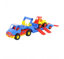 Детская игрушка автомобиль-трейлер +  погрузчик (в сеточке) КонсТрак арт. 8879. Полесье