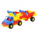 Детская игрушка автомобиль-самосвал с полуприцепом (в сеточке) КонсТрак арт. 0360. Полесье