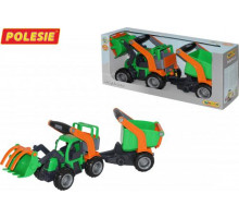 Детская игрушка  трактор-погрузчик с полуприцепом (в коробке) ГрипТрак арт. 37411. Полесье