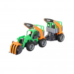 Детская игрушка  трактор-погрузчик с полуприцепом для животных (в сеточке) ГрипТрак арт. 48417. Полесье