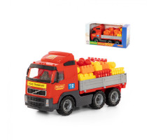 Детская игрушка автомобиль бортовой + конструктор Супер-Микс - 60 элементов (в коробке) Volvo арт. 9739. Полесье