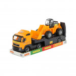 Детская игрушка автомобиль-трейлер + трактор-погрузчик (в лотке) Volvo арт. 58423. Полесье