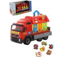 Детская игрушка автомобиль бортовой + домик для зверей (в коробке) Volvo арт. 58256. Полесье