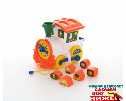 Детская развивающая игрушка логический паровозик Миффи с 6 кубиками №2. Арт. 64257 Полесье в Минске