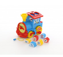 Детская игрушка логический паровозик Смурфики с 6 кубиками №2. Арт. 64363 Полесье