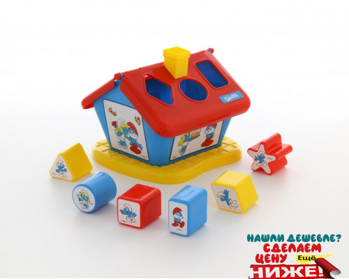 Детская развивающая игрушка логический домик Смурфики с 6 кубиками №1. Арт. 64417 Полесье в Минске