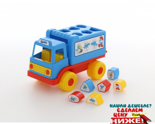 Игрушка для малышей логический грузовичок Смурфики с 6 кубиками №2. Арт. 64387 Полесье в Минске