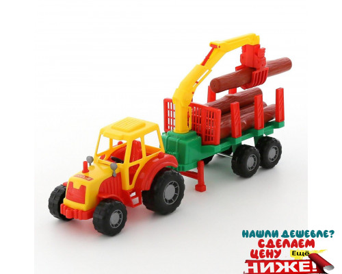 Детская игрушка Мастер трактор с полуприцепом-лесовозом цвет красный арт. 35295. Полесье в Минске