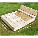 Песочница детская деревянная с крышкой и лавочкой (трансформер). Размер 105х100 см (песочницы для дачи и детского сада) арт. ПСН-105 цвет естественный