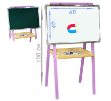 Детский мольберт для рисования (доска для рисования на ножках) двусторонний высота 100 см. Цвет лиловый. Арт. 4060-100
