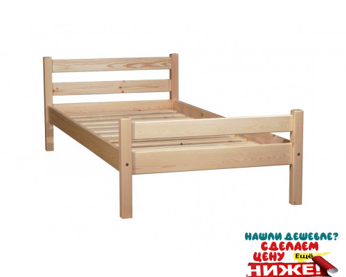 Кровать детская из массива, деревянная кровать с ламелями. Размер 200х90 см. Естественный цвет. Арт. Комфорт-200N в Минске