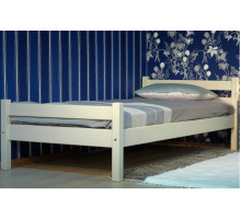 Детская деревянная кровать с ламелями из массива. Размер 200х90 см. Белый цвет. Арт. Комфорт-200