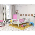 Кровать детская из массива, деревянная кровать с ламелями. Размер 200х90 см. Цвет белый. Арт. Комфорт-Макси-200