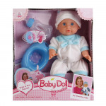 Интерактивный пупс Baby Doll с аксессуарами (горшок, бутылочка, соска). 33 см. Цвет в голубом. Арт. YL1704H
