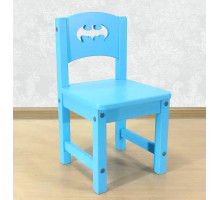 Детский стульчик деревянный "Бэтмен". Высота до сиденья 27 см. Цвет голубой. Арт. SO-27-b