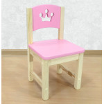 Стульчик детский из массива деревянный "Принцесса". Высота до сиденья 27 см. Цвет розовый с натуральным. Арт. SN-27-p