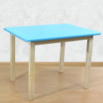 Детский стол со скругленными углами деревянный (столешница МДФ 70*50см). Высота 50 см. Цвет голубой с натуральным. Арт. 7050NB