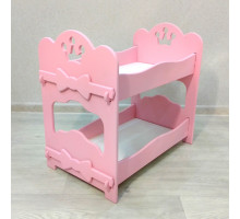 Кроватка для кукол двухъярусная деревянная (подходит для больших кукол 49 см). Цвет розовый. Арт. 2R-KMO-5