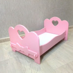 Кроватка для кукол бэби бон деревянная (подходит для больших кукол 49 см). Цвет розовый. Арт. KMO-24