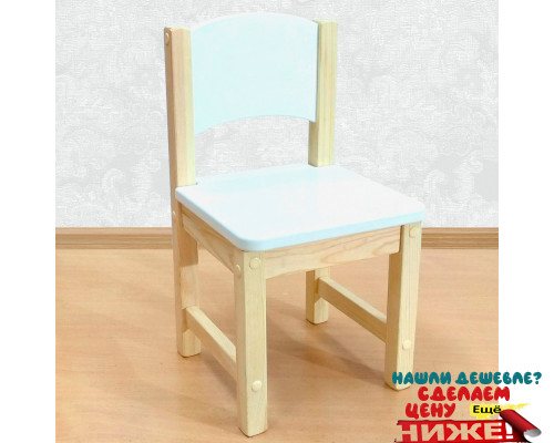 Детский стульчик деревянный из массива. Высота до сиденья 27 см. Цвет белый с натуральным. Арт. SN-27 в Минске
