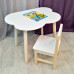 Комплект мебели столик облако круглые ножки и стульчик для детей. Столик облако и стульчиком. (Столешница 70*50 см). Цвет белый с натуральным. Арт. KN7050-ON+SN-27 в Минске