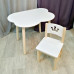 Детский комплект мебели столик облако круглые ножки и стульчик. Столик облако и стульчиком принцесса. (Столешница 70*50 см). Цвет белый с натуральным. Арт. KN7050-ON+SN-27-P в Минске