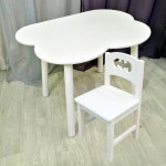 Детский комплект мебели столик облако круглые ножки и стульчик бетмен деревянный для детей. (Столешница 70*50 см). Цвет белый. Арт. KNW7050-OW+SO-27-B