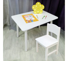 Комплект детской мебели столик круглые ножки и стульчик. (Столешница 70*50 см). Цвет белый. Арт. KNW7050W+SO-27