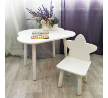 Детские стульчик звездочка и столик облачко круглые ножки . Столик (столешница 70*50). Цвет белый. Комплект мебели. Арт. KNW7050-OW+MD-27-Z